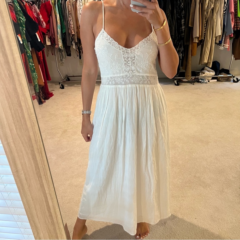 Zara white embroidered midi dress